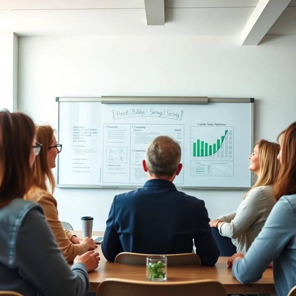 Een workshop over financiële bewustwording in een moderne kantoorruimte