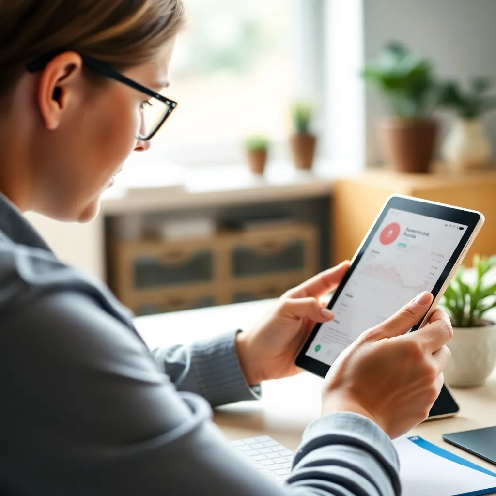 Persoon die financiën plant met tablet en notities