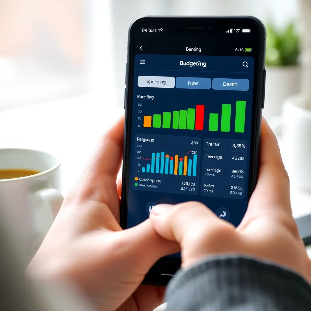 Persoon die spaarapp gebruikt op tablet